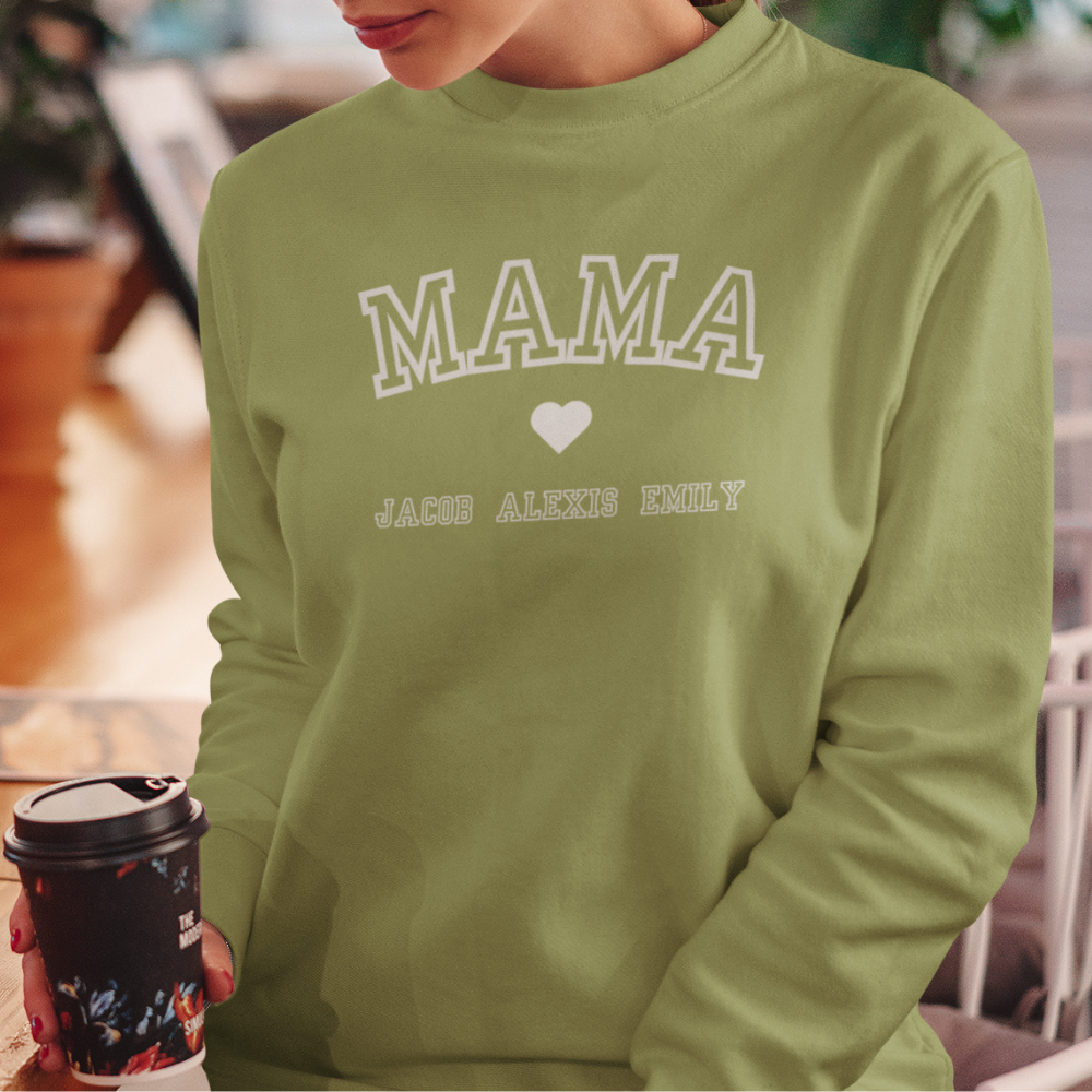 PERSONALIZED MAMA SWEATSHIRT | MOTHER'S DAY | BIRTHDAY | G180 Crewneck Pullover Sweatshirt