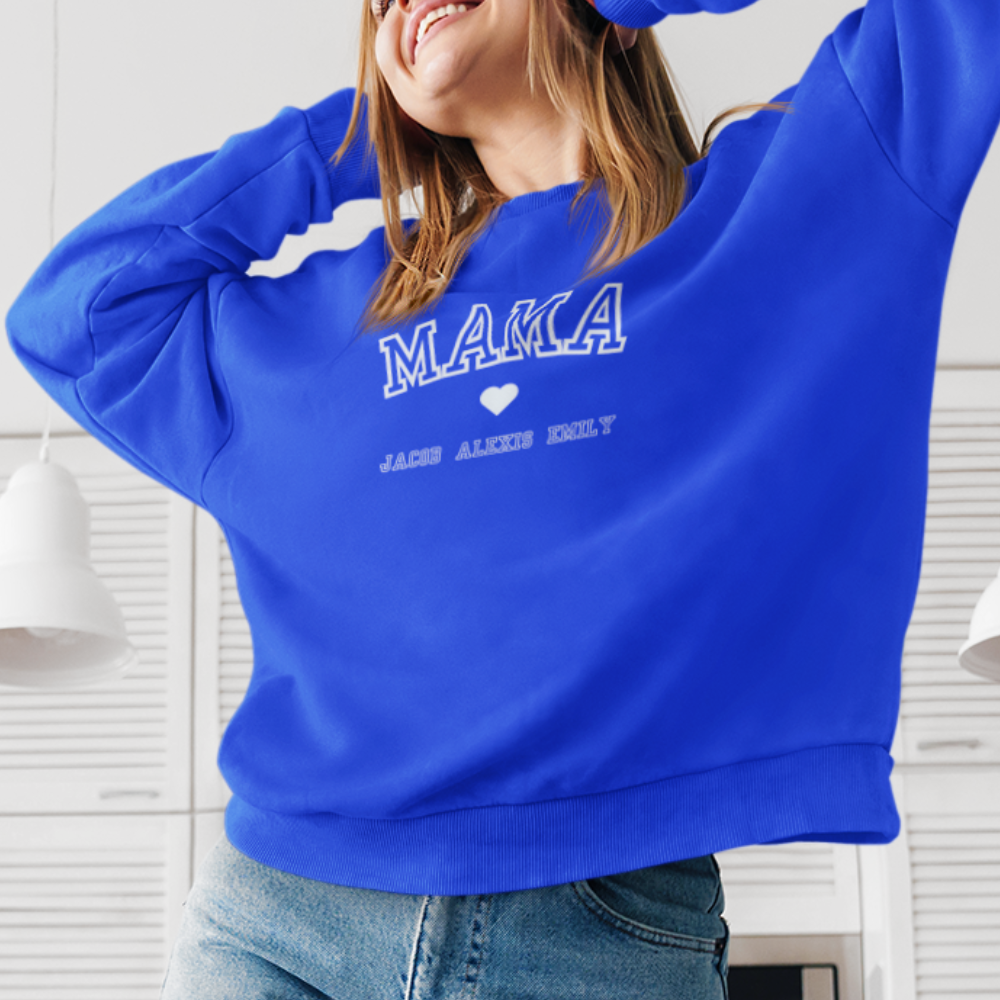 PERSONALIZED MAMA SWEATSHIRT | MOTHER'S DAY | BIRTHDAY | G180 Crewneck Pullover Sweatshirt