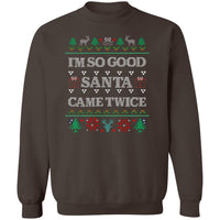 Santa Came Twice | Couples Matching Ugly Sweater | G180 Crewneck Pullover Sweatshirt | Hers
