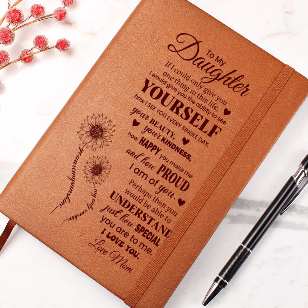 To My Daughter, Graphic Leather Journal | From Mom | 230810