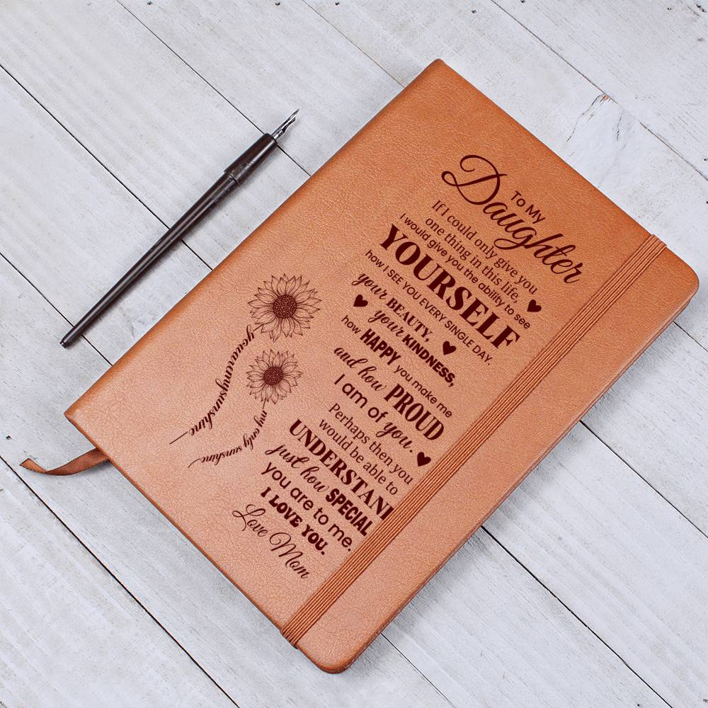 To My Daughter, Graphic Leather Journal | From Mom | 230810