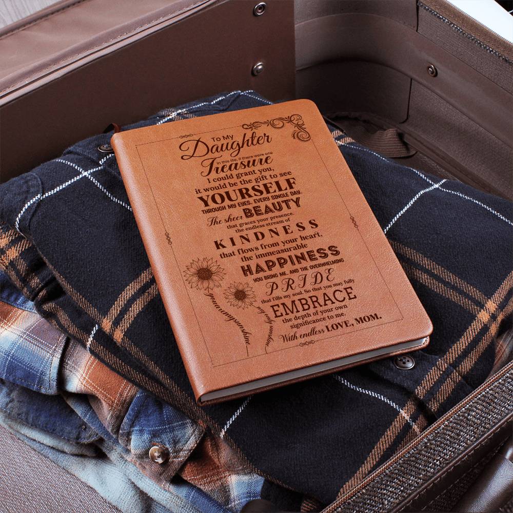 To My Daughter, Graphic Leather Journal | Love Mom | 230811