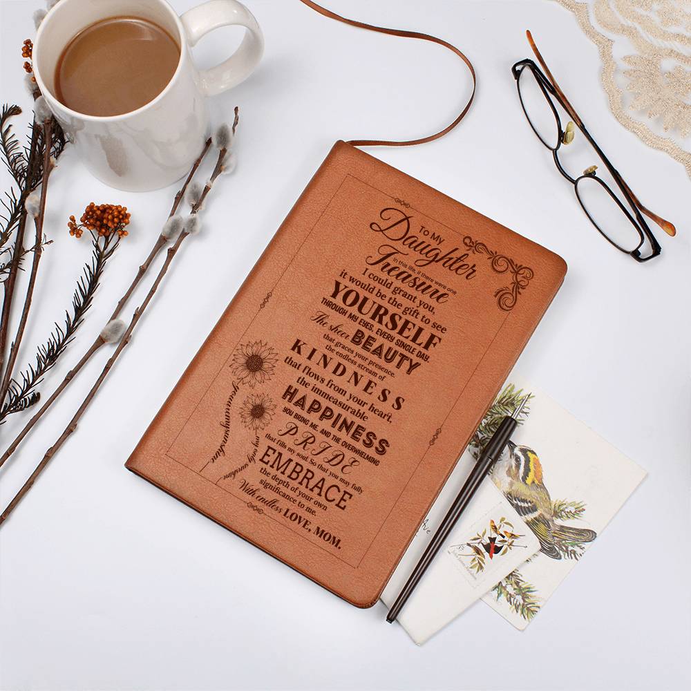To My Daughter, Graphic Leather Journal | Love Mom | 230811