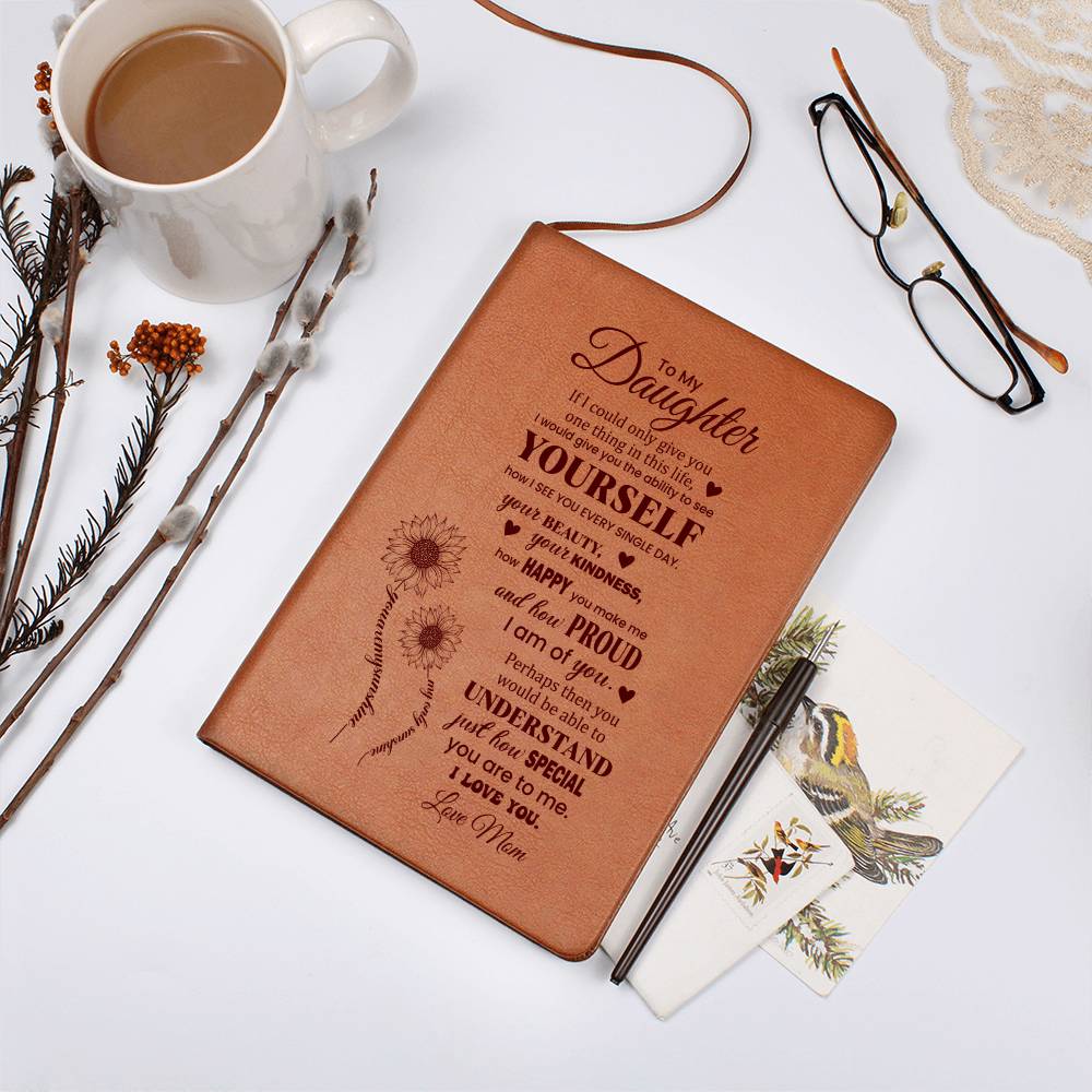 To My Daughter, Graphic Leather Journal | From Mom | 230810