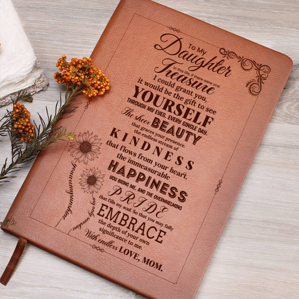 To My Daughter, Graphic Leather Journal | Love Mom | 230811
