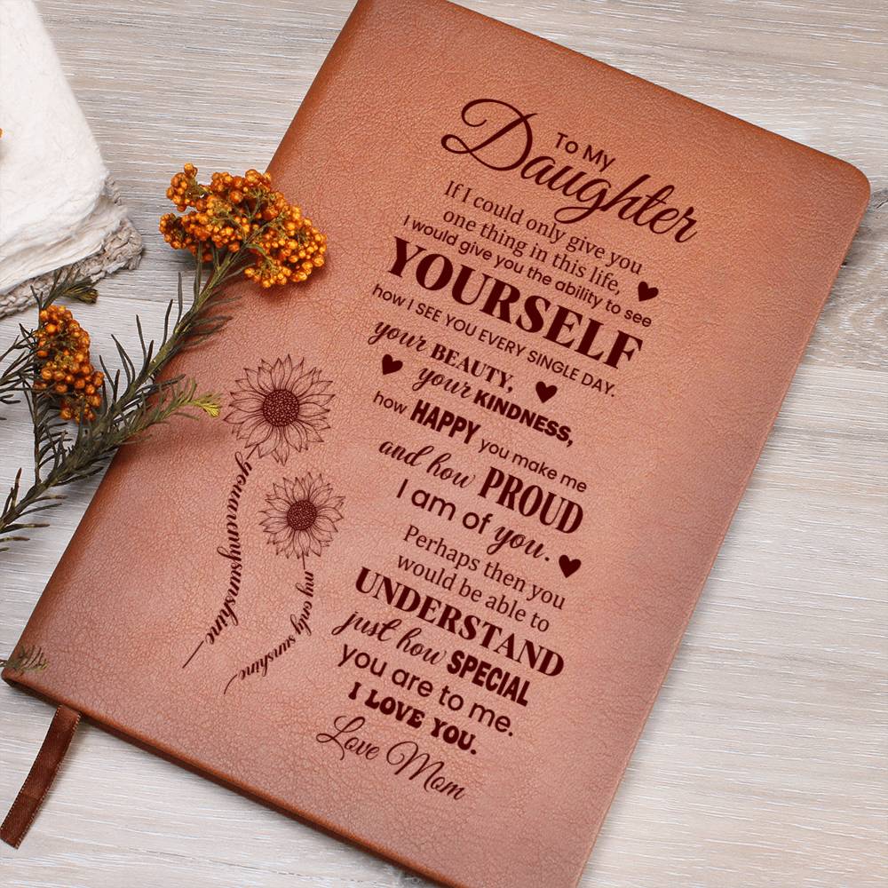 To My Daughter, Graphic Leather Journal | From Mom | 230810