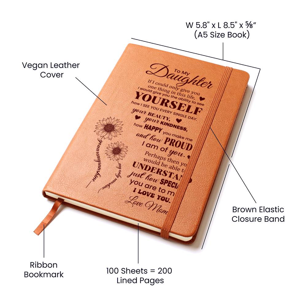 To My Daughter, Graphic Leather Journal | From Mom | 230810