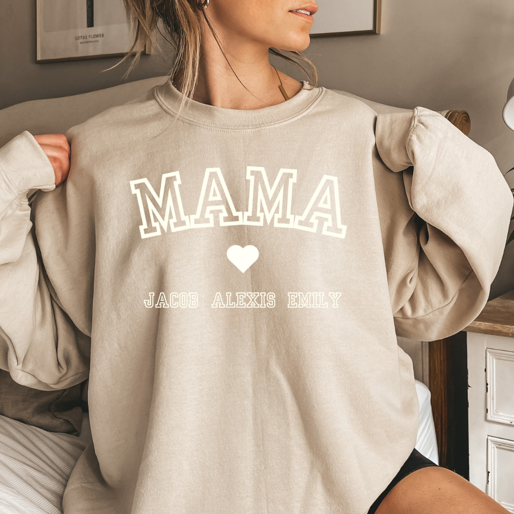 PERSONALIZED MAMA SWEATSHIRT | MOTHER'S DAY | BIRTHDAY | G180 Crewneck Pullover Sweatshirt