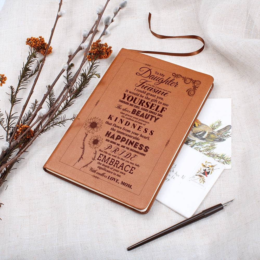 To My Daughter, Graphic Leather Journal | Love Mom | 230811