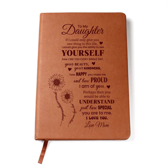 To My Daughter, Graphic Leather Journal | From Mom | 230810